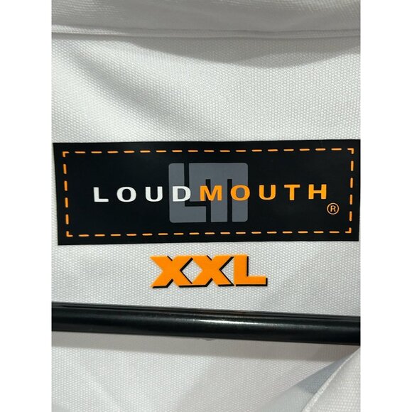 Loudmouth Fancy Fire Coral Golf Polo Shirt White Multi Sz XXL Performance NWT - Picture 5 of 10